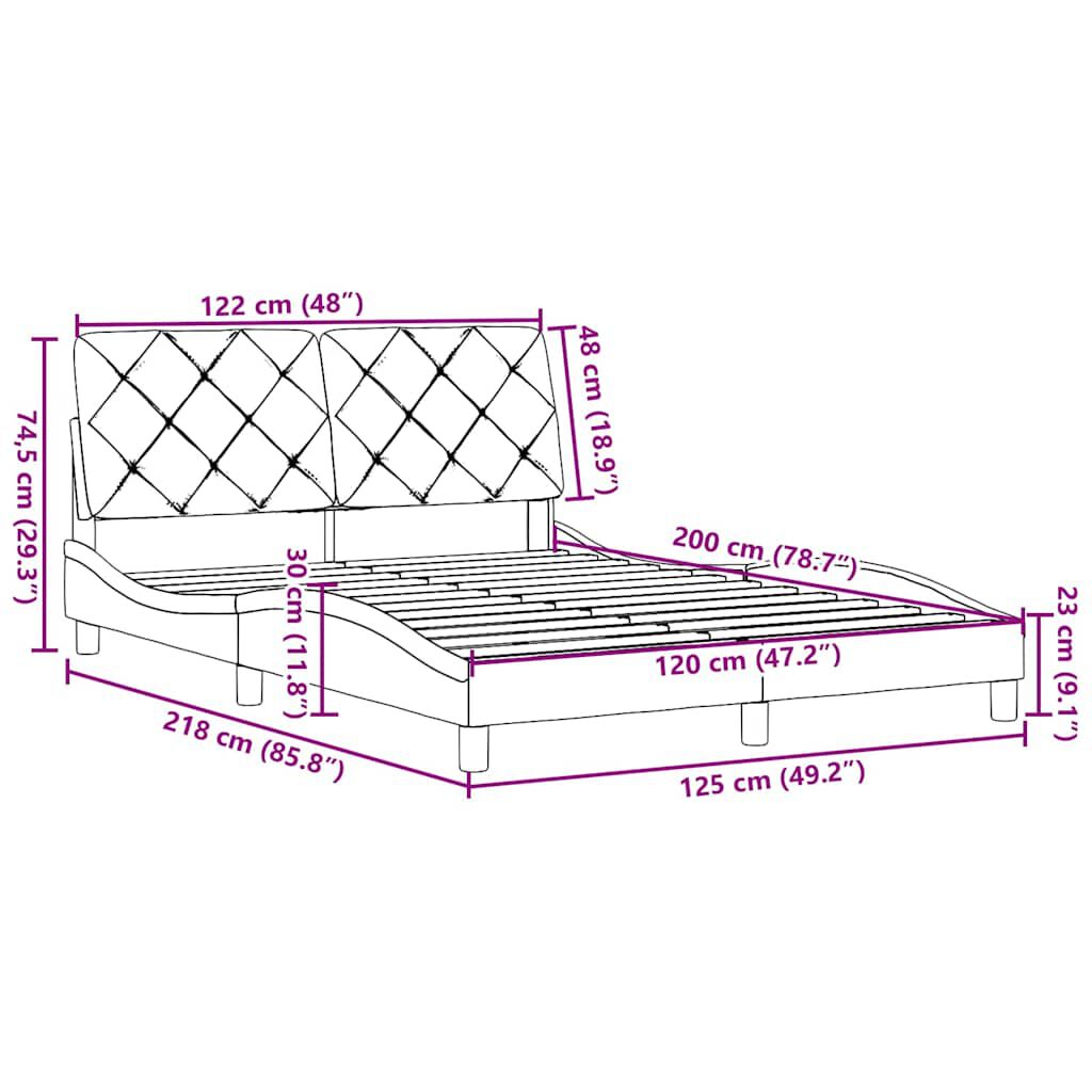 vidaXL Σκελετός Κρεβατιού Χωρίς Στρώμα Μαύρο 120x200 εκ. Υφασμάτινο