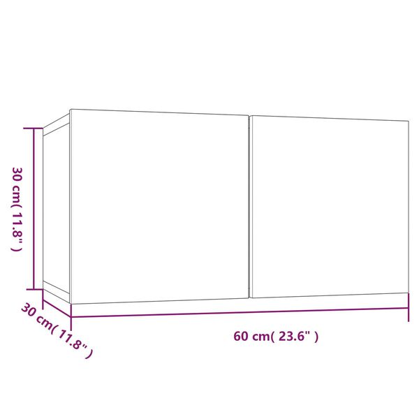 vidaXL Έπιπλα Τηλεόρασης Κρεμαστά 2 τεμ. Γκρι 60x30x30 εκ. Επεξ. Ξύλο