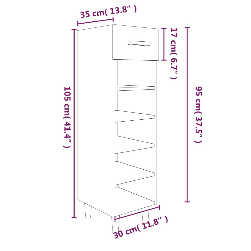 vidaXL Παπουτσοθήκη Γκρι Σκυροδέματος 30x35x105 εκ. Επεξεργασμένο Ξύλο