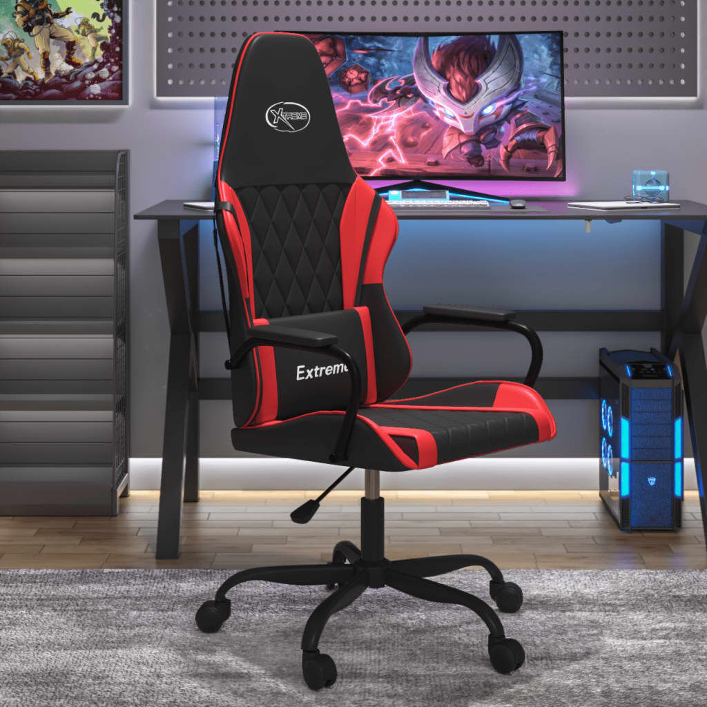 vidaXL Καρέκλα Gaming Μασάζ Μαύρο/Κόκκινο από Συνθετικό Δέρμα