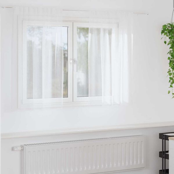vidaXL Κουρτίνες με κουρτίνες 2 pcs Λευκό Πολυεστέρας