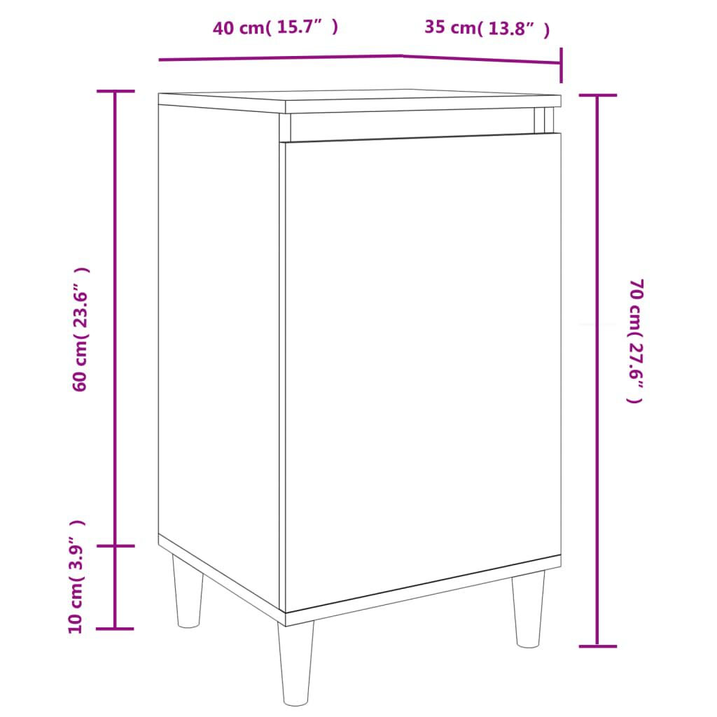 vidaXL Κομοδίνα 2 τεμ. Καφέ Δρυς 40x35x70 εκ. από Επεξεργασμένο Ξύλο