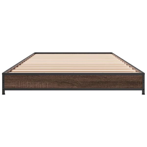 vidaXL Πλαίσιο Κρεβατιού Καφέ Δρυς 100x200 εκ. Επεξ. Ξύλο & Μέταλλο