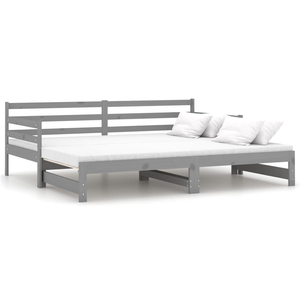 vidaXL Καναπές Κρεβάτι Γκρι 2 x (90 x 200) εκ. από Μασίφ Ξύλο Πεύκου
