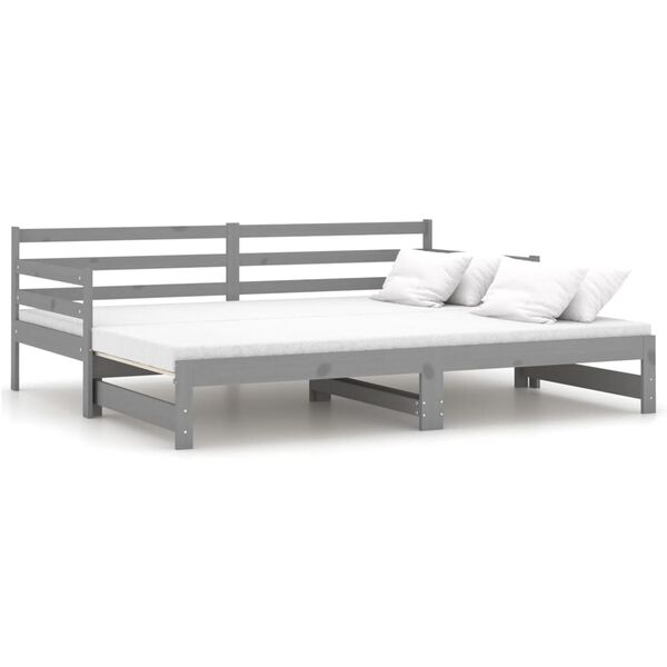 vidaXL Καναπές Κρεβάτι Γκρι 2 x (90 x 200) εκ. από Μασίφ Ξύλο Πεύκου