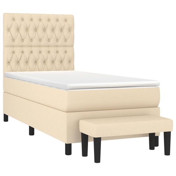 vidaXL &Kappa;&rho;&epsilon;&beta;ά&tau;&iota; Boxspring &mu;&epsilon; &Sigma;&tau;&rho;ώ&mu;&alpha; &Kappa;&rho;&epsilon;&mu; 100 x 200 &epsilon;&kappa;. &Upsilon;&phi;&alpha;&sigma;&mu;ά&tau;&iota;&nu;&omicron;