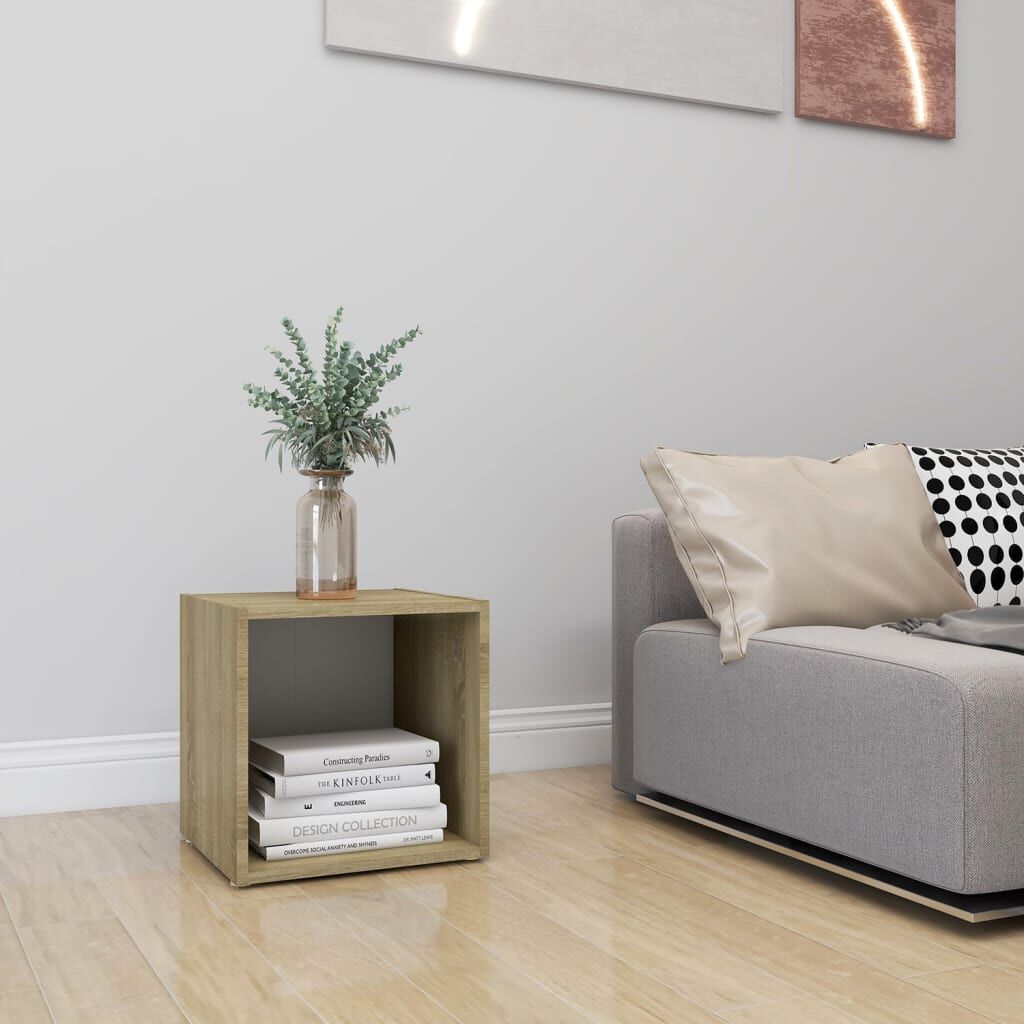 vidaXL Έπιπλο Τηλεόρασης Λευκό/Sonoma Δρυς 37x35x37 εκ. Επεξ. Ξύλο