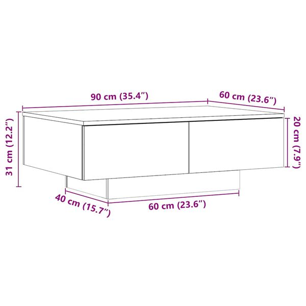 vidaXL Τραπεζάκι Σαλονιού Παλιό Ξύλο 90 x 60 x 31 εκ. από Μοριοσανίδα