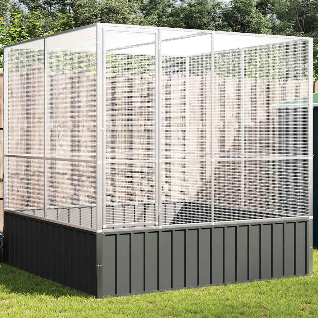 vidaXL Κλουβί Ασημένιο 211x207x212 εκ. Ατσάλινο