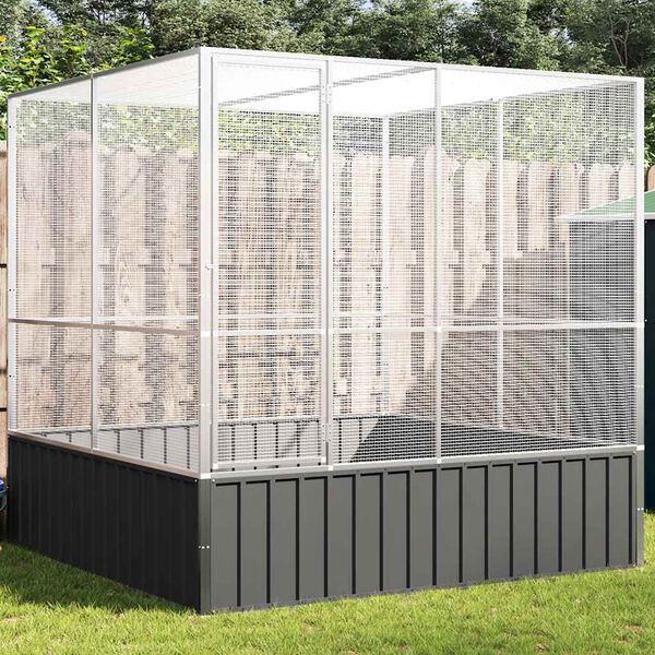 vidaXL Κλουβί Ασημένιο 211x207x212 εκ. Ατσάλινο