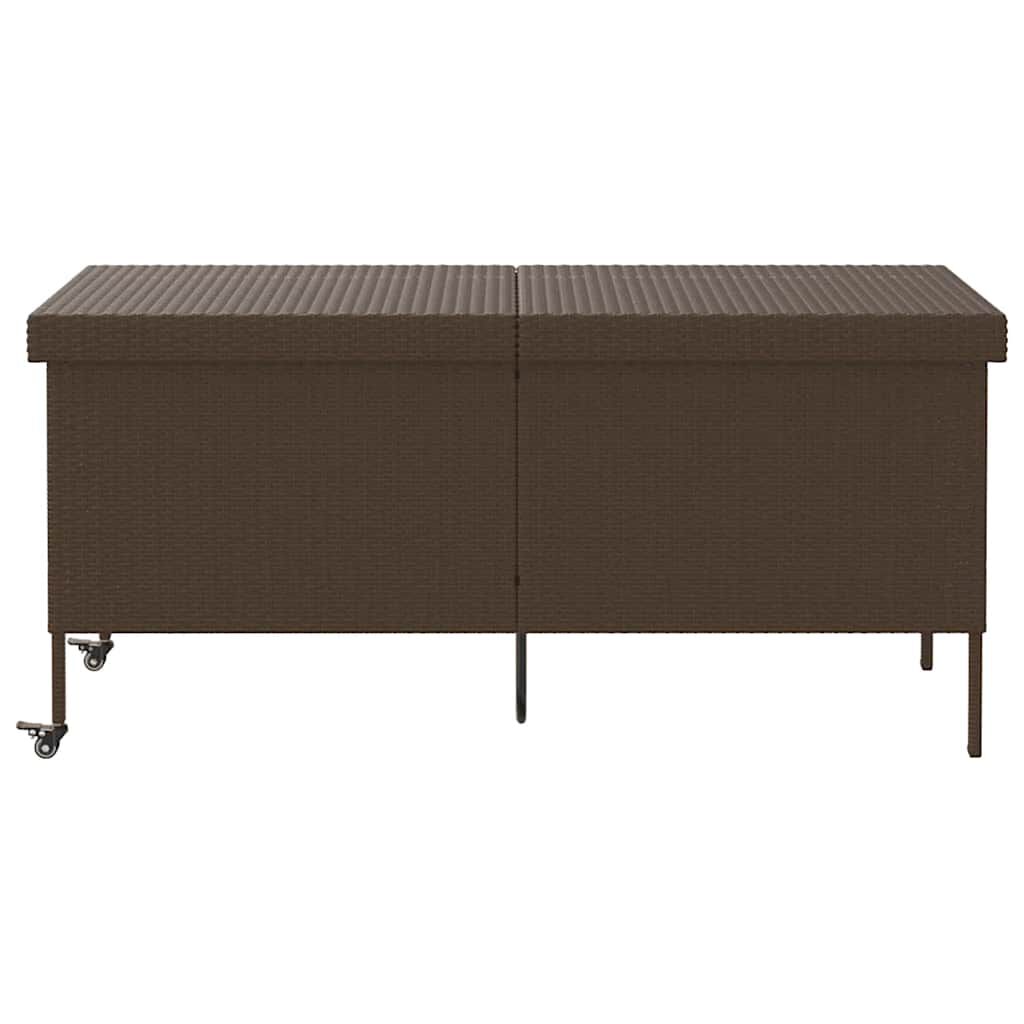 vidaXL Κουτί Αποθήκευσης Κήπου με Ρόδες 160x55x75 εκ. Συνθετικό Ρατάν
