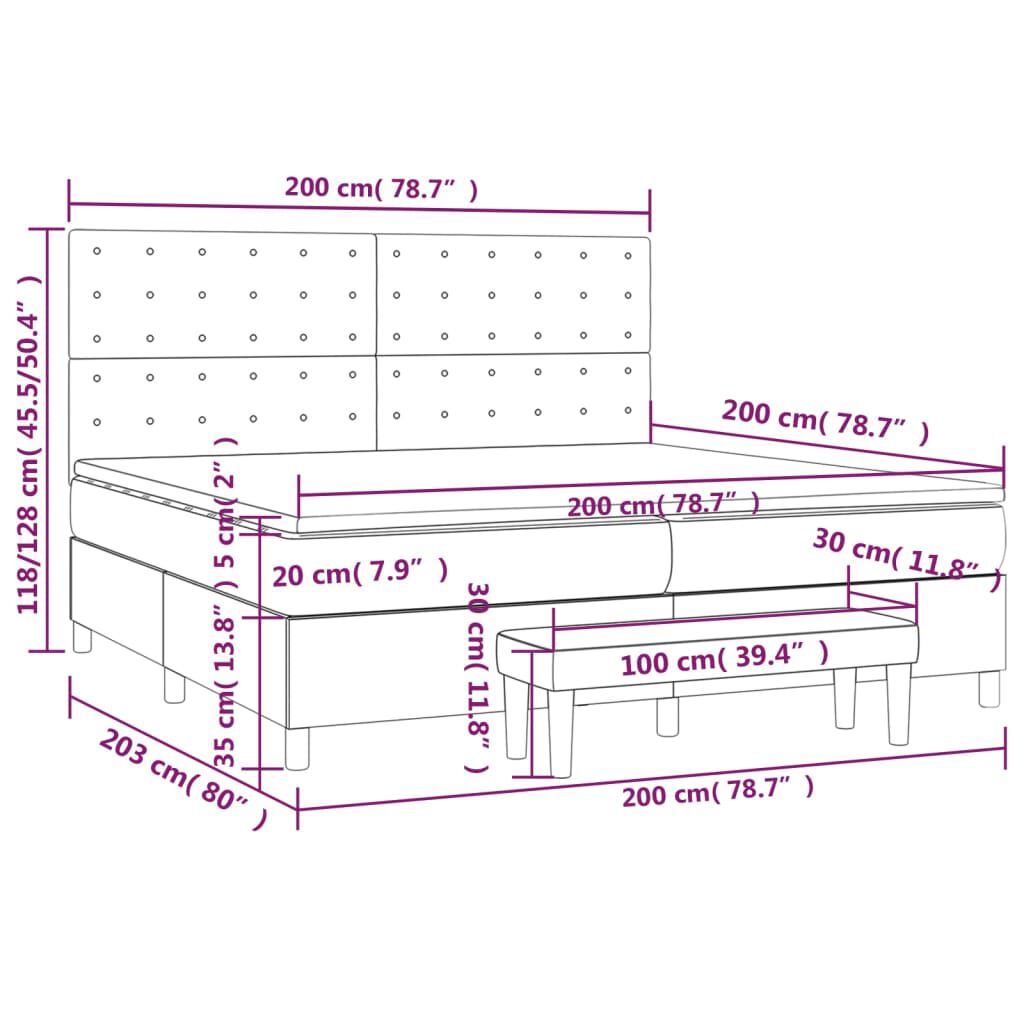 vidaXL Κρεβάτι Boxspring με Στρώμα Σκούρο Καφέ 200x200 εκ. Υφασμάτινο