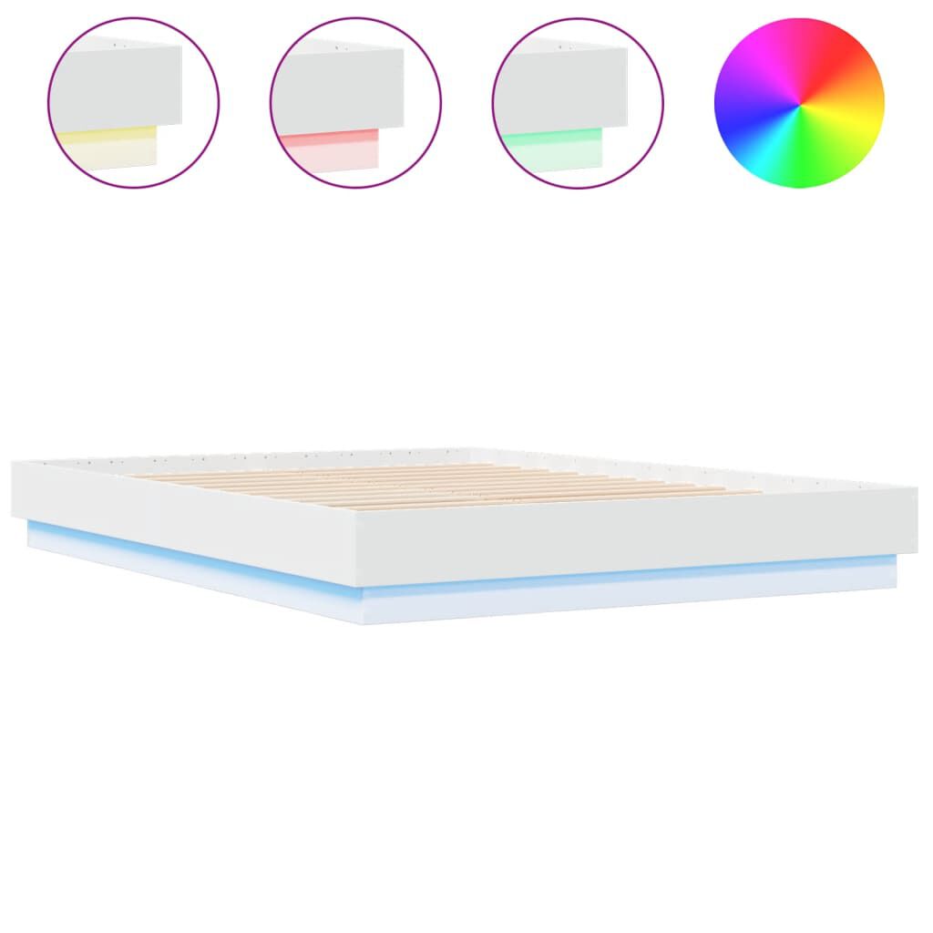 vidaXL Πλαίσιο Κρεβατιού με LED Λευκό 120 x 200 εκ.