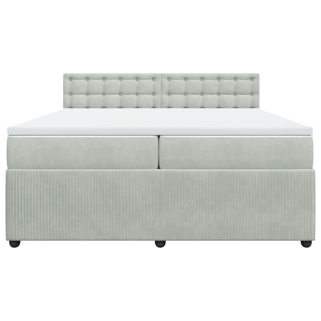 vidaXL Κρεβάτι Boxspring με Στρώμα Ανοιχτό Γκρι 200x200 εκ. Βελούδινο