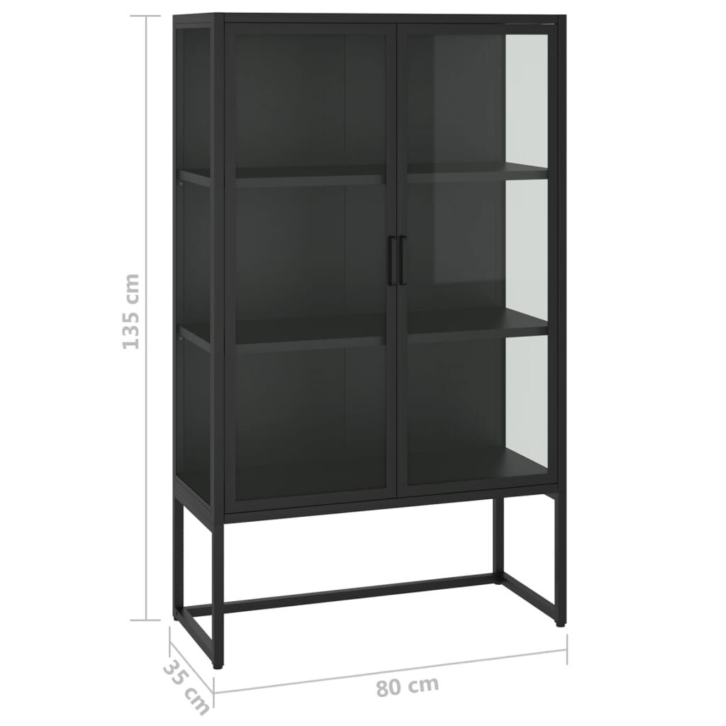 vidaXL Μπουφές Μαύρος 80 x 35 x 135 εκ. από Ατσάλι και Ψημένο Γυαλί