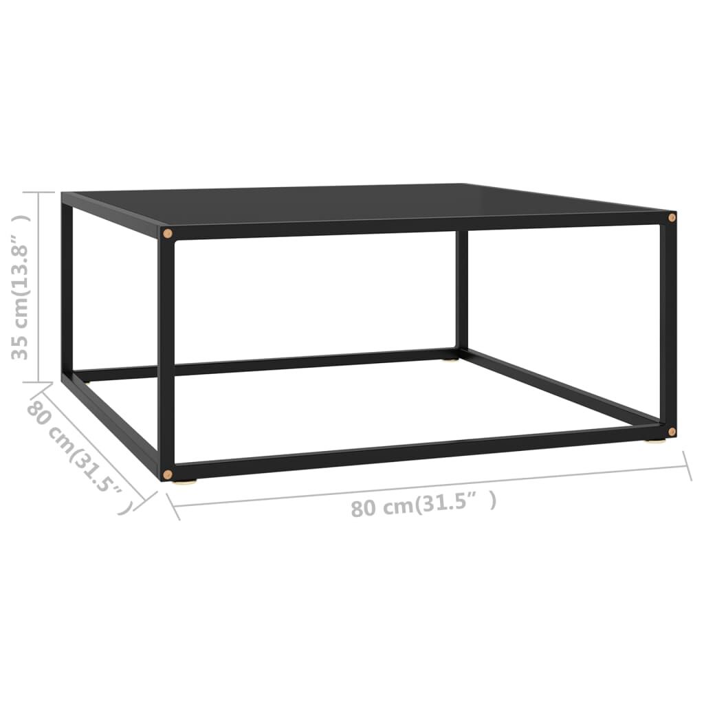vidaXL Τραπεζάκι Σαλονιού Μαύρο 80 x 80 x 35 εκ. με Μαύρο Γυαλί