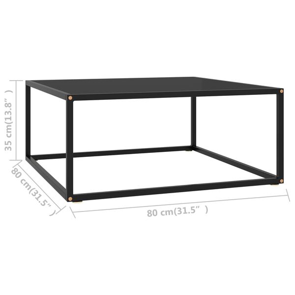 vidaXL Τραπεζάκι Σαλονιού Μαύρο 80 x 80 x 35 εκ. με Μαύρο Γυαλί