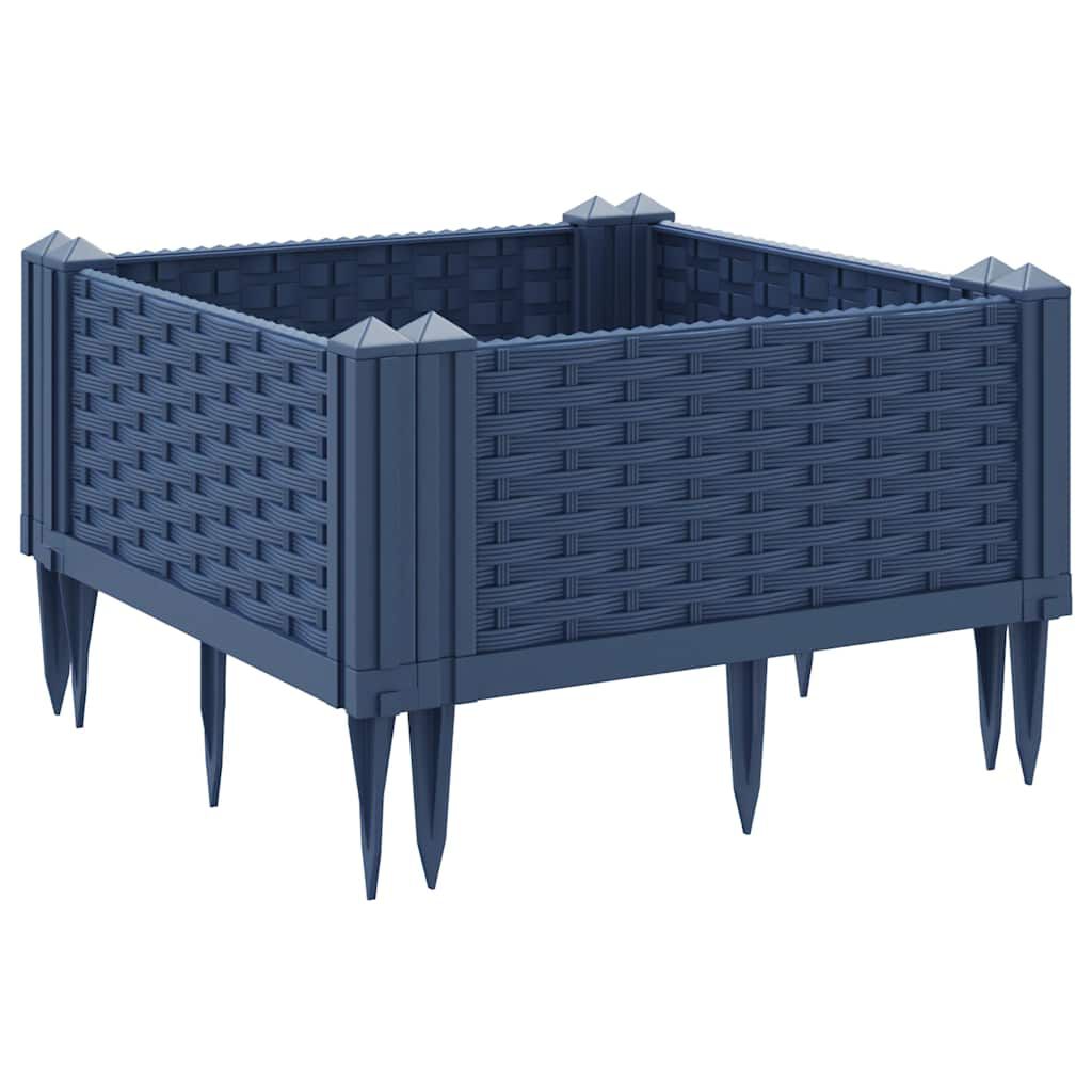 vidaXL Ζαρντινιέρα με Πασσάλους Μπλε Γκρι 42,5x42,5x28,5 εκ. Πολυπροπυλένιο