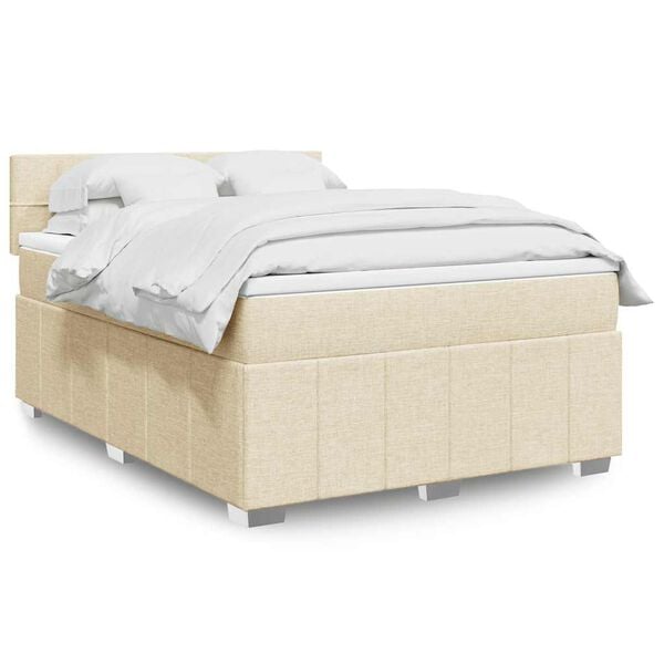 vidaXL &Kappa;&rho;&epsilon;&beta;ά&tau;&iota; Boxspring &mu;&epsilon; &Sigma;&tau;&rho;ώ&mu;&alpha; &Kappa;&rho;&epsilon;&mu; 140x190 &epsilon;&kappa;. &Upsilon;&phi;&alpha;&sigma;&mu;ά&tau;&iota;&nu;&omicron;