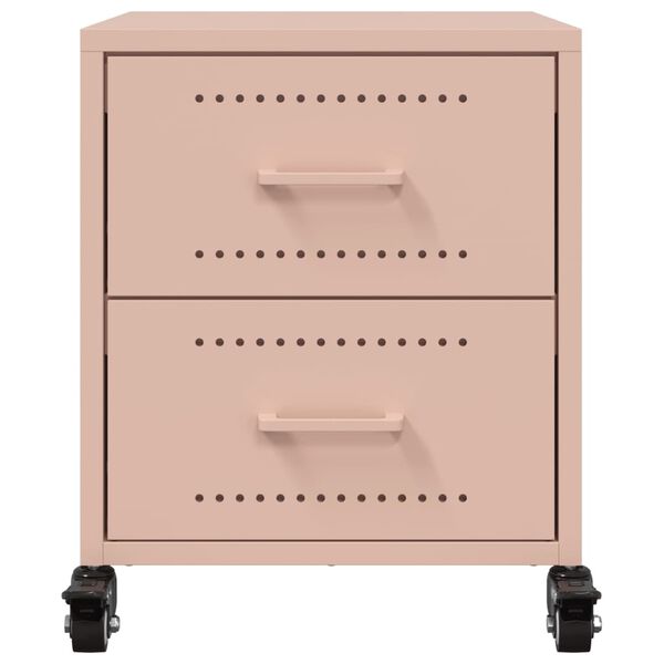 vidaXL Κομοδίνα 2 τεμ. Ροζ 36x39x43,5 εκ. από Χάλυβα