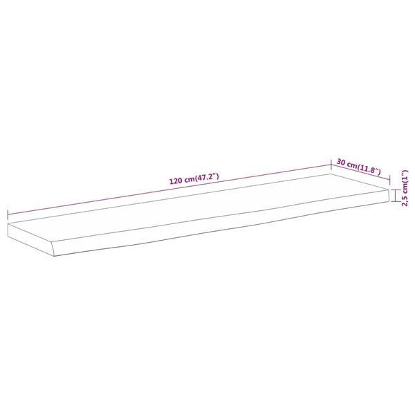 vidaXL Ράφι Επιτοίχιο Ορθ. Live Edge 120x30x2,5 εκ. Μασίφ Ξύλο Ακακίας