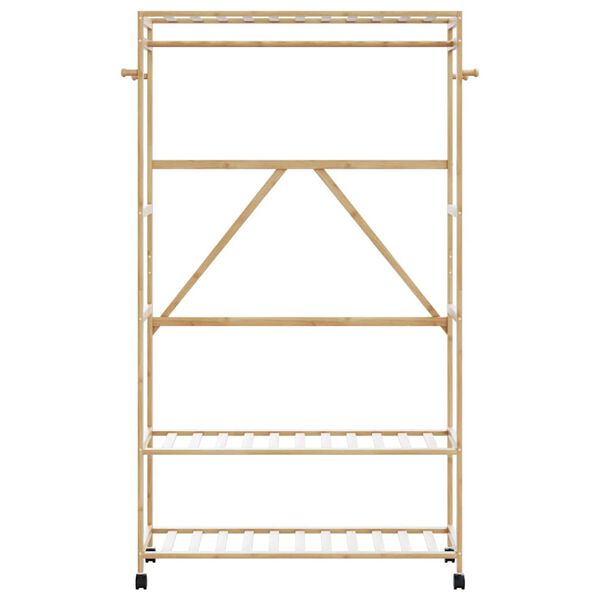 vidaXL Ράφι ρούχων με ράφια και ρόδες 110x40x180 εκ. Μπαμπού