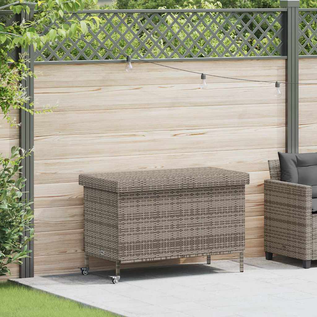 vidaXL Κουτί Αποθήκευσης Κήπου με Ρόδες 110x55x73 εκ. Συνθετικό Ρατάν