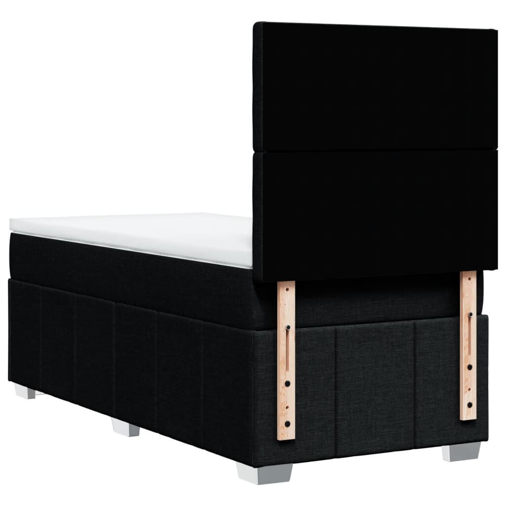 vidaXL Κρεβάτι Boxspring με Στρώμα Μαύρο 90x190 εκ.Υφασμάτινο