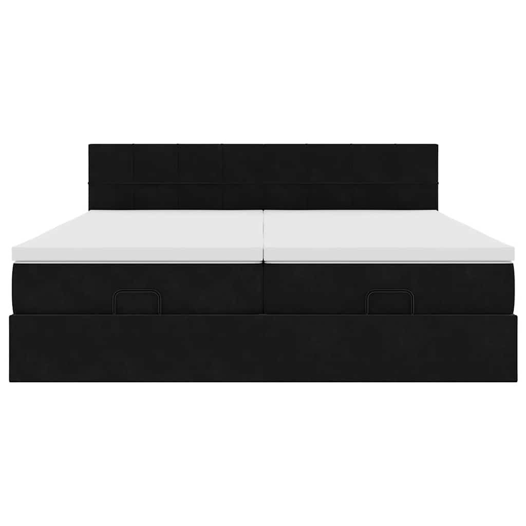 vidaXL Οθωμανικό κρεβάτι με στρώματα & LEDs Μαύρο 160x200cm Velvet