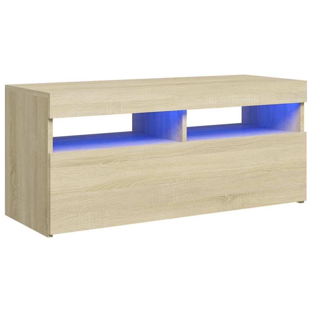 vidaXL Έπιπλο Τηλεόρασης με LED Sonoma Δρυς 90x35x40 εκ.