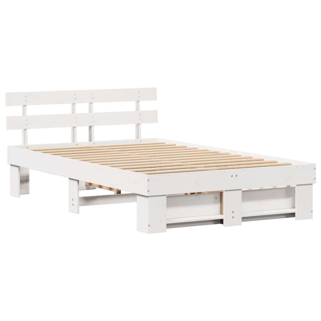vidaXL Σκελετός Κρεβατιού Λευκό 120 x 190 cm Μασίφ ξύλο πεύκου