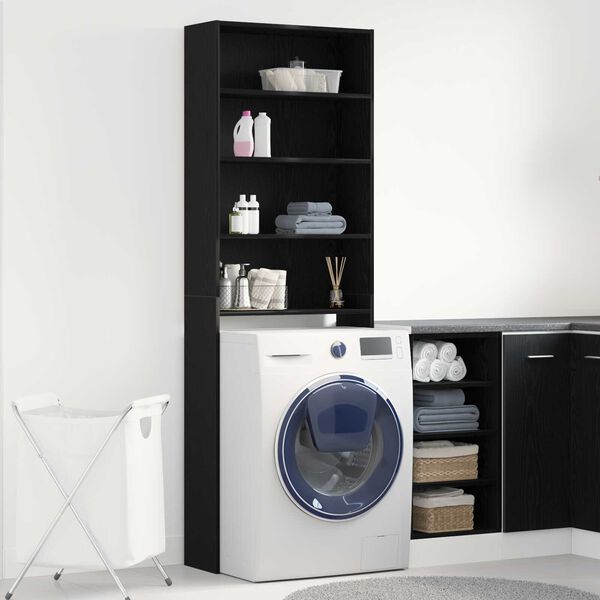 vidaXL Ντουλάπα Πλυντηρίου Μαύρη Βελανιδιά 64x24x190 εκ Επεξεργασμένο Ξύλο