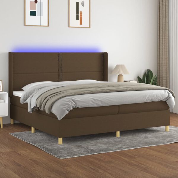 vidaXL &Kappa;&rho;&epsilon;&beta;ά&tau;&iota; Boxspring &mu;&epsilon; &Sigma;&tau;&rho;ώ&mu;&alpha; & LED &Sigma;&kappa;.&Kappa;&alpha;&phi;έ 200x200&epsilon;&kappa;. &Upsilon;&phi;&alpha;&sigma;&mu;ά&tau;&iota;&nu;&omicron;