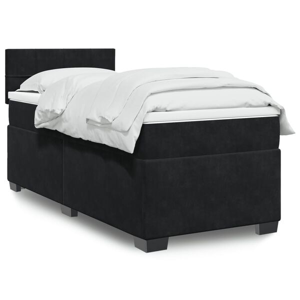 vidaXL Κρεβάτι Boxspring με Στρώμα Μαύρο 100x200 εκ. Βελούδινο