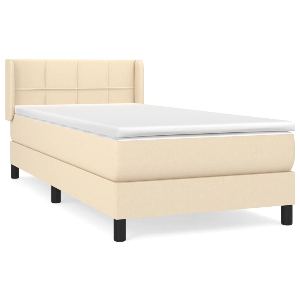 vidaXL Κρεβάτι Boxspring με Στρώμα Κρεμ 80 x 200 εκ. Υφασμάτινο