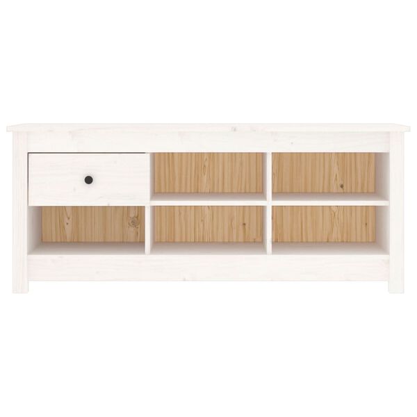 vidaXL Παπουτσοθήκη Λευκή 110 x 38 x 45,5 εκ. από Μασίφ Ξύλο Πεύκου