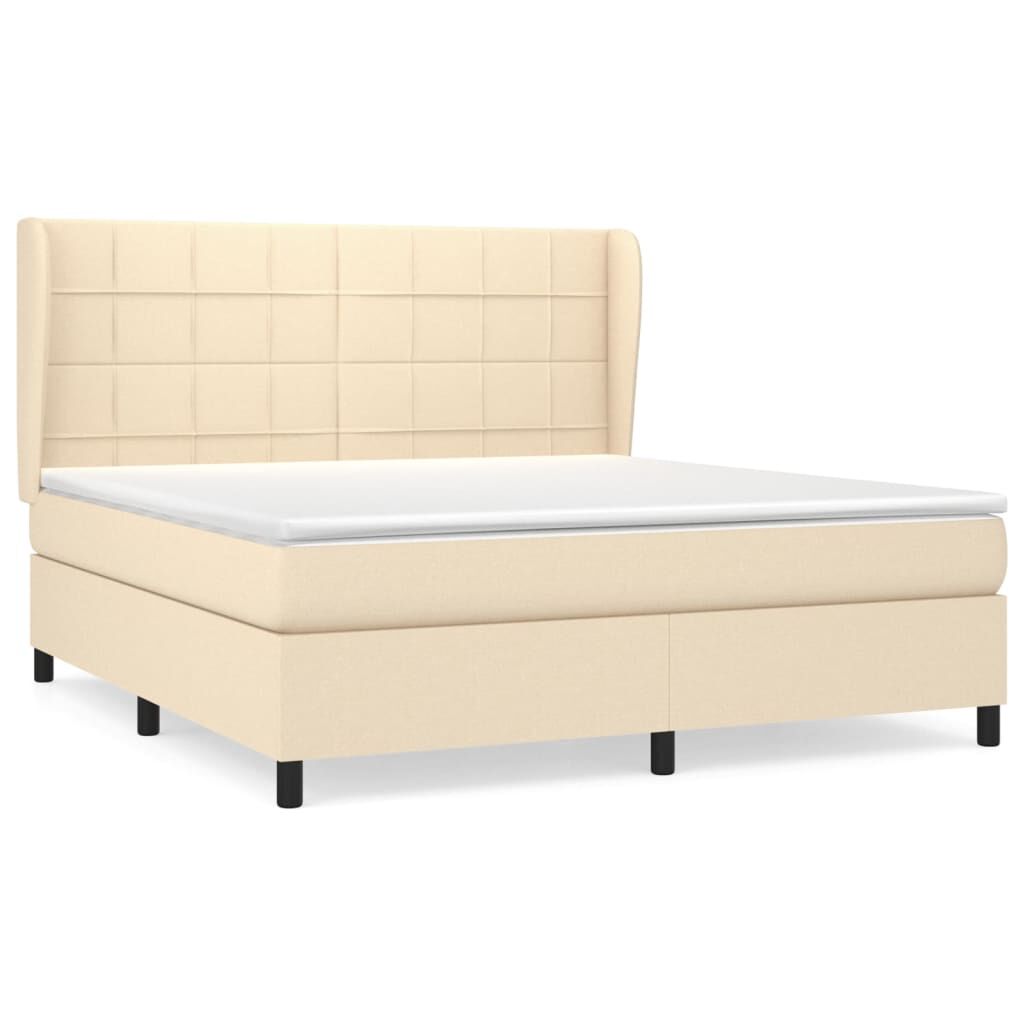 vidaXL Κρεβάτι Boxspring με Στρώμα Κρεμ 180x200 εκ. Υφασμάτινο
