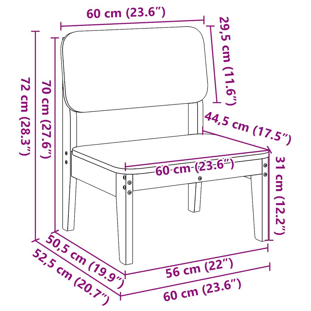 Καρέκλες κήπου vidaXL 2 τεμάχια 60x52,5x72 cm Εμποτισμένο ξύλο πεύκο