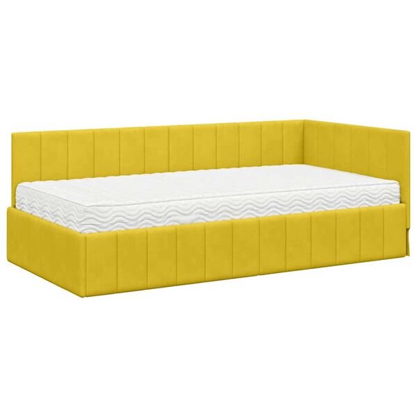 vidaXL Κρεβάτι Γωνίας με στρώμα Κίτρινο 90 x 200 cm Βελούδο