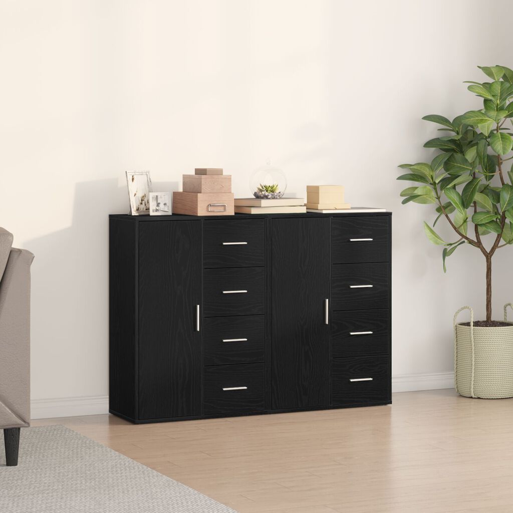 vidaXL Μπουφέδες 2 τεμ Μαύρος Δρυς 60x31x84 εκ Συνθετικό ξύλο