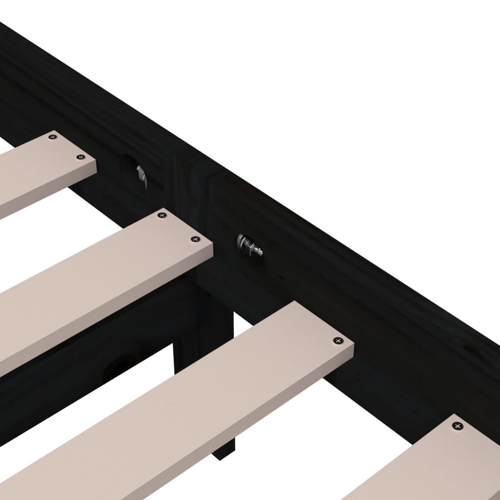 vidaXL Πλαίσιο Κρεβατιού Μαύρο 150 x 200 εκ. Μασίφ Ξύλο King Size