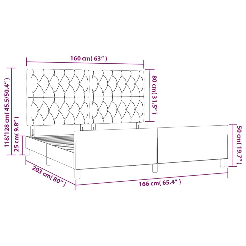 vidaXL Σκελετός Κρεβατιού Χωρίς Στρώμα Taupe 160x200 εκ. Υφασμάτινο