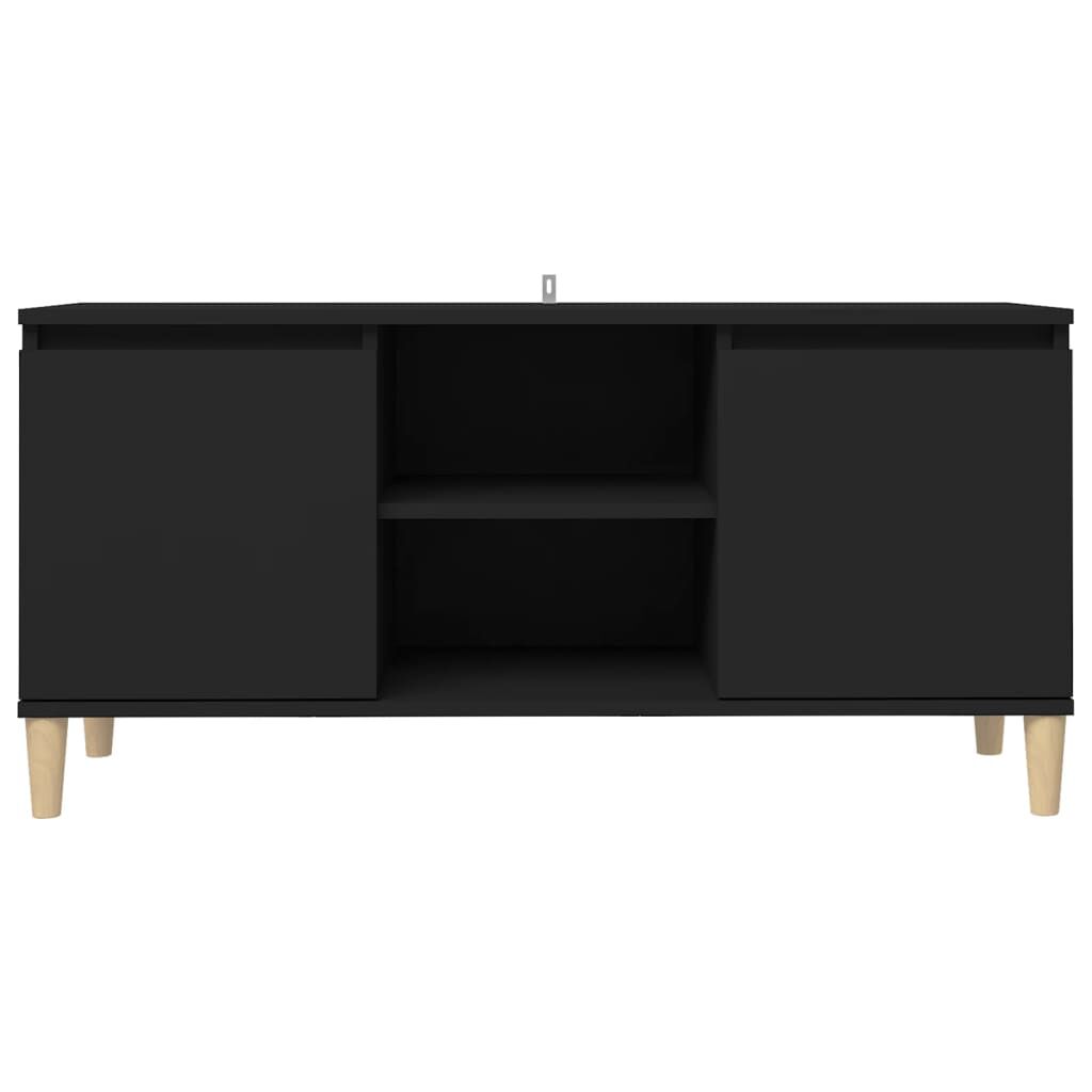 vidaXL Έπιπλο Τηλεόρασης Καφέ Μαύρο 103,5x35x50εκ. Μασίφ Ξύλινα Πόδια