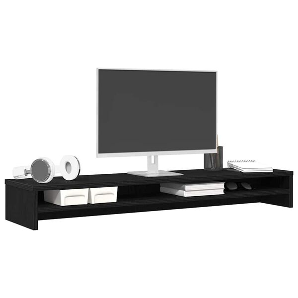 vidaXL Βάση Οθονών Μαύρη Δρυς 100 x 24 x 13 εκ. από Επεξ. Ξύλο