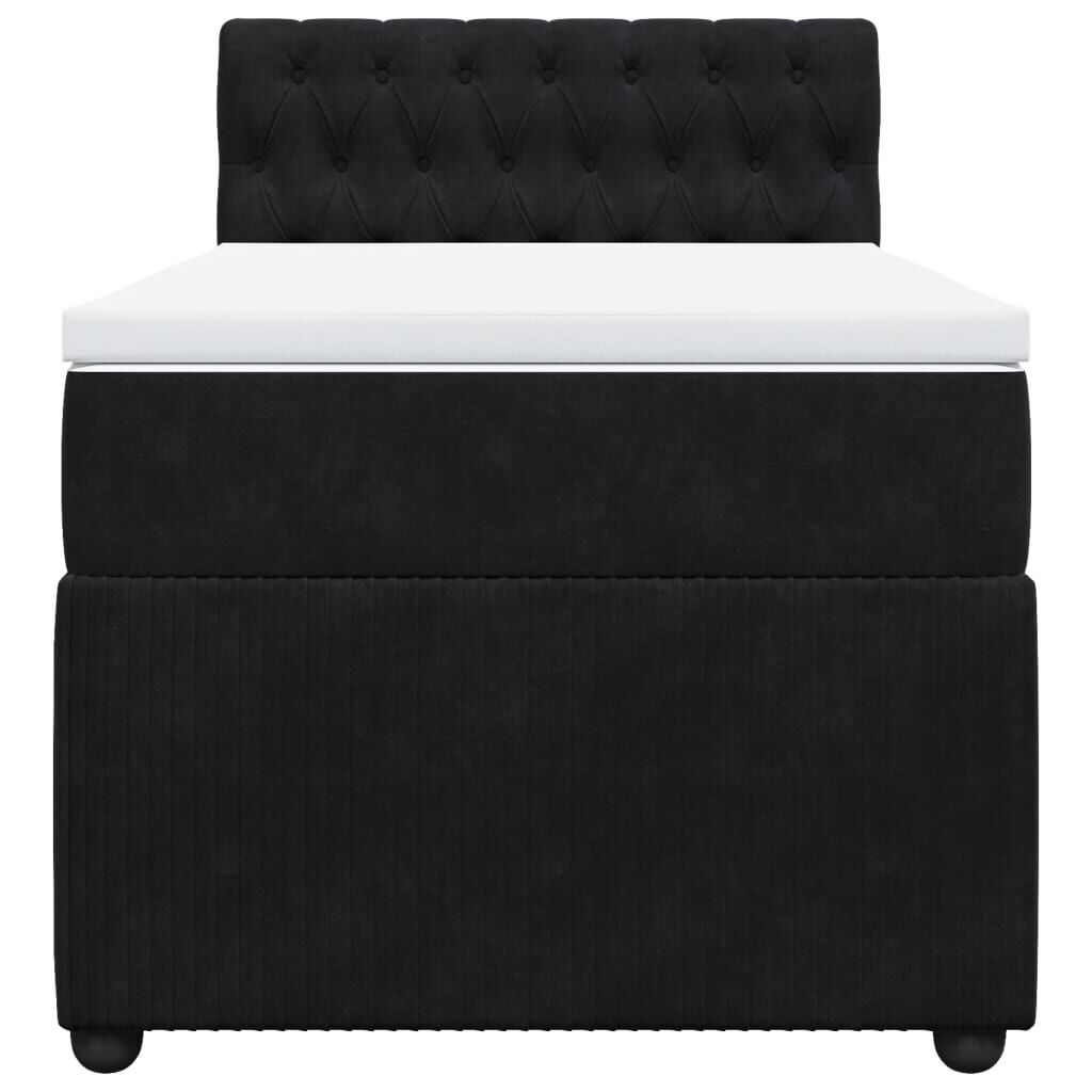 vidaXL Κρεβάτι Boxspring με Στρώμα Μαύρο 100x200 εκ. Βελούδινο
