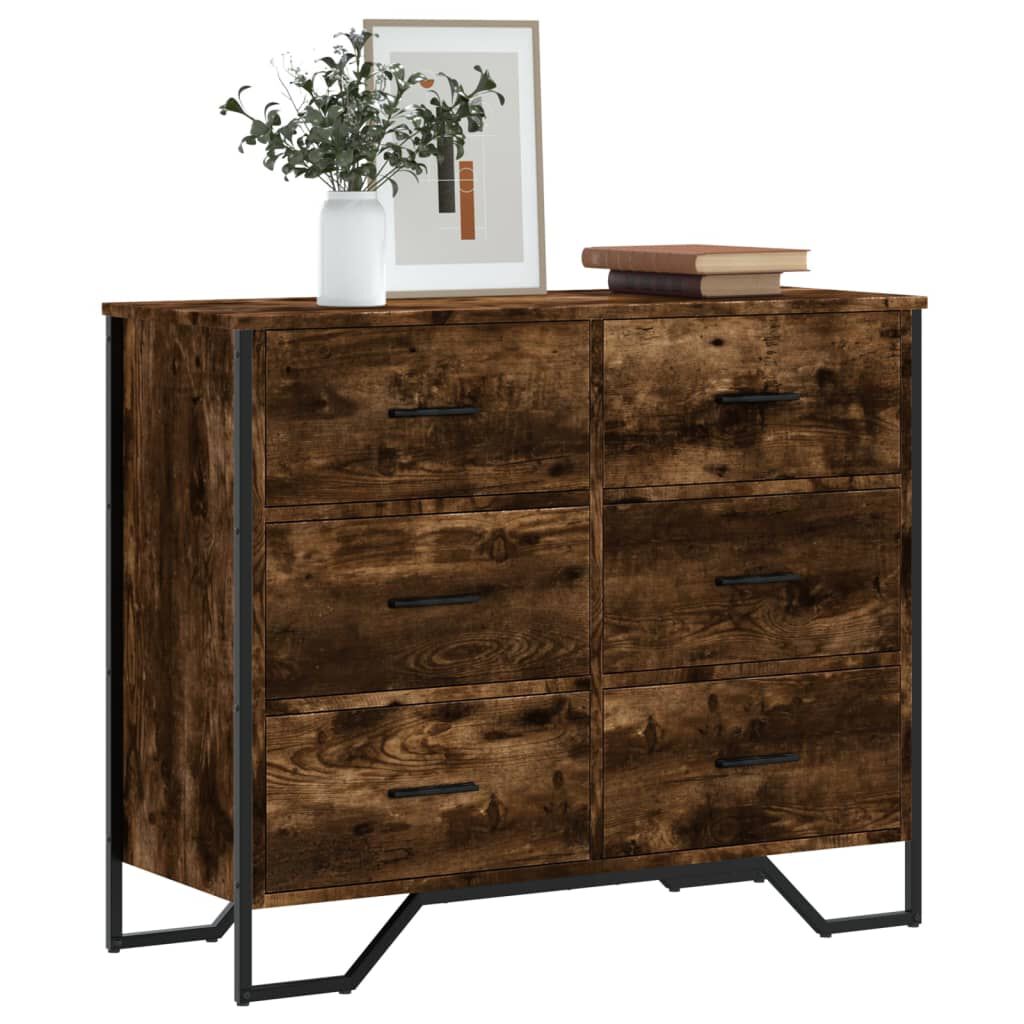 vidaXL Συρταριέρα Καπνιστή Δρυς 91x35,5x74,5 εκ. από Επεξεργ. Ξύλο