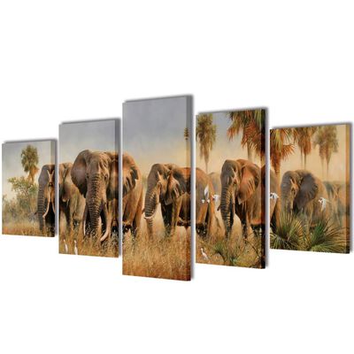 Πίνακας σε Καμβά Σετ Ελέφαντες 200 x 100 εκ.