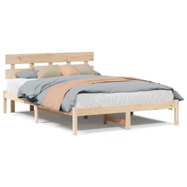 vidaXL Σκελετός Κρεβατιού Καφέ 140 x 200 cm Μασίφ ξύλο πεύκου