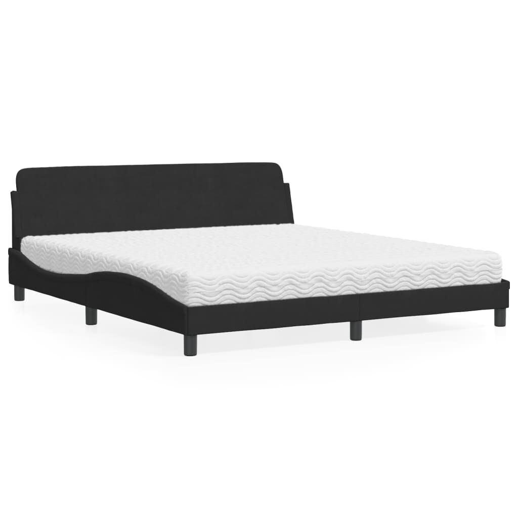 vidaXL Κρεβάτι με Στρώμα Μαύρο 180x200 εκ. Βελούδινο