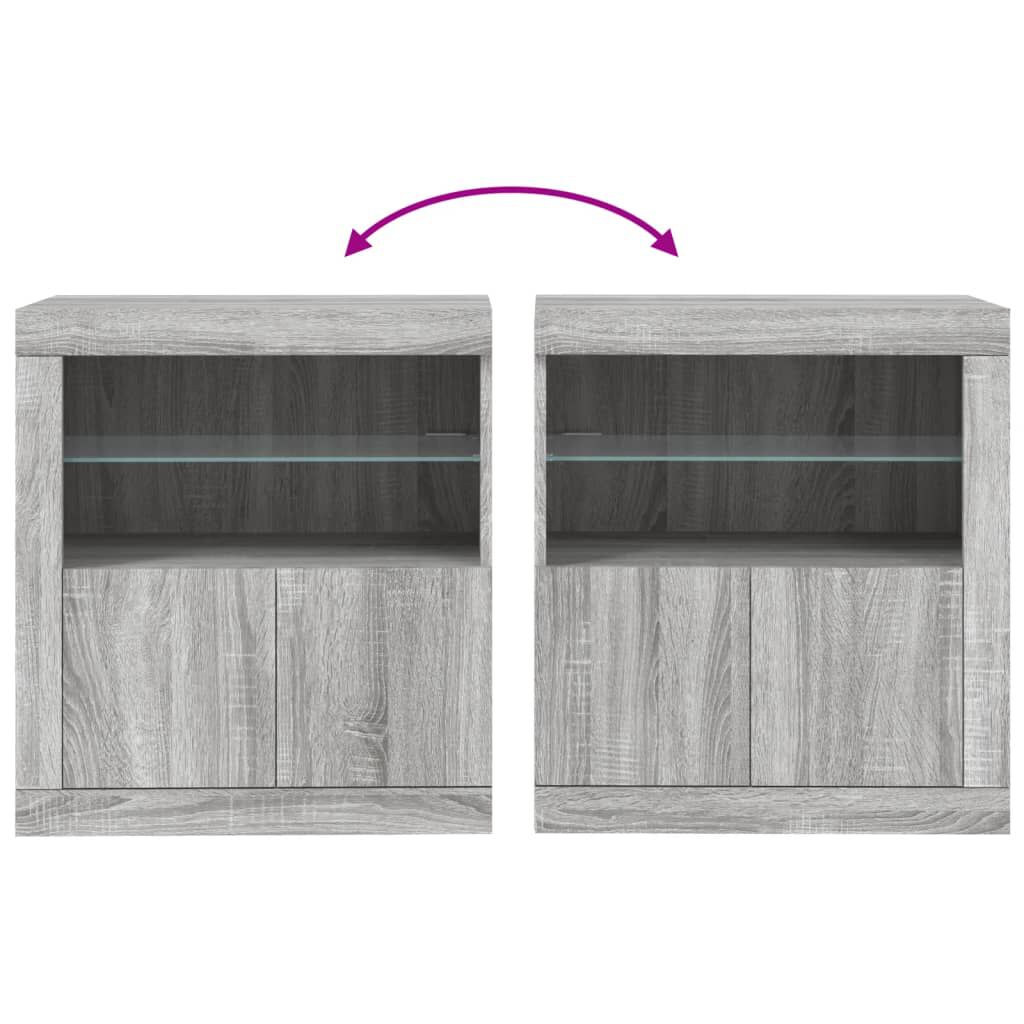 vidaXL Μπουφές με LED Γκρι Sonoma 60,5 x 37 x 67 εκ.